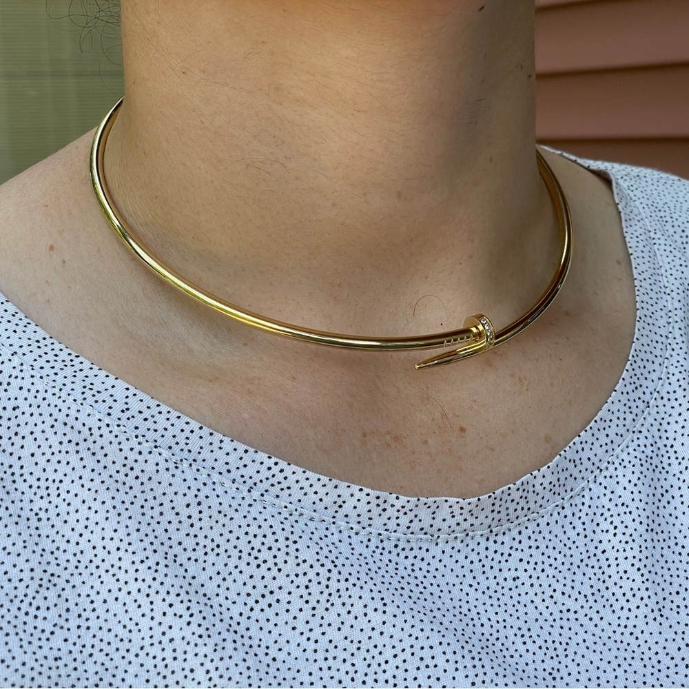 GOLD NAIL COLLAR CHOKER ZIRCONIA NECKLACE LUXURY DESIGN NECKLACE